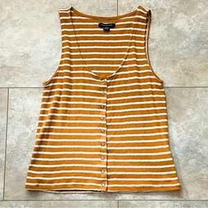 American Eagle Outfitters Mustard and White Striped Tank Top